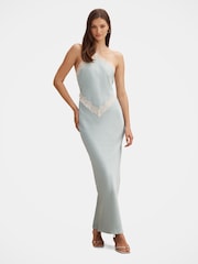 Forever New Blue Kelli Lace Strappy Satin Maxi Dress - Image 1 of 4