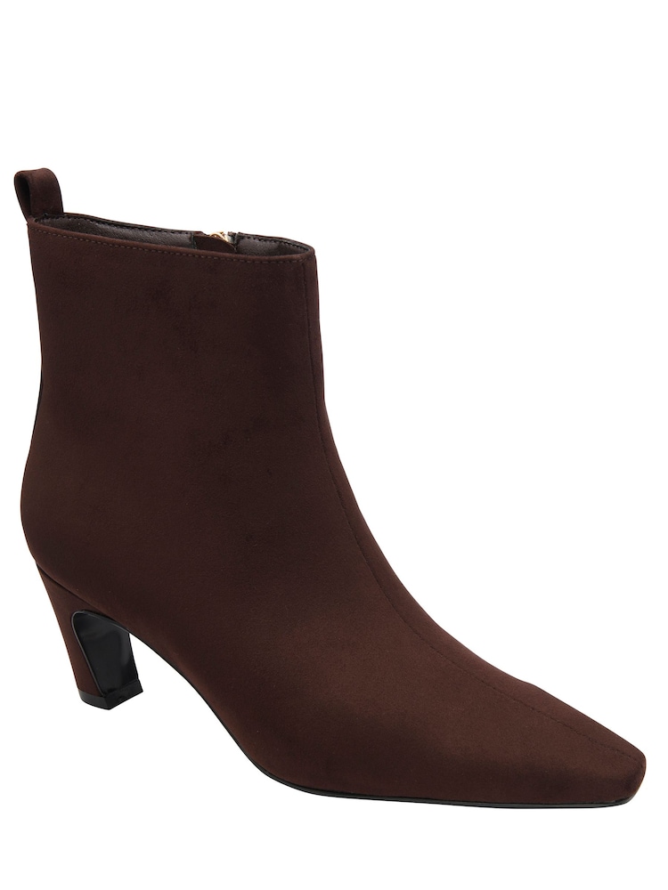 Ravel Brown Chisel Toe Faux Suede Chelsea Ankle Boots With A Shaped Heel - Image 1 of 4 Ravel Brown Chisel Toe Faux Suede Chelsea Ankle Boots With A Shaped Heel - Image 1 of 4