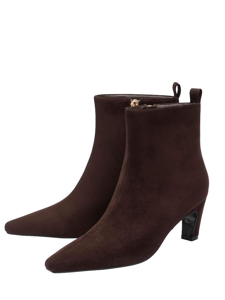 Ravel Brown Chisel Toe Faux Suede Chelsea Ankle Boots With A Shaped Heel - Image 2 of 4 Ravel Brown Chisel Toe Faux Suede Chelsea Ankle Boots With A Shaped Heel - Image 2 of 4