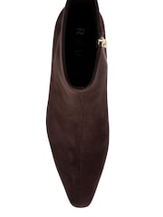 Ravel Brown Chisel Toe Faux Suede Chelsea Ankle Boots With A Shaped Heel - Image 3 of 4