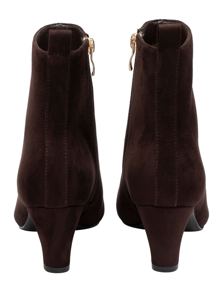 Ravel Brown Chisel Toe Faux Suede Chelsea Ankle Boots With A Shaped Heel - Image 4 of 4 Ravel Brown Chisel Toe Faux Suede Chelsea Ankle Boots With A Shaped Heel - Image 4 of 4