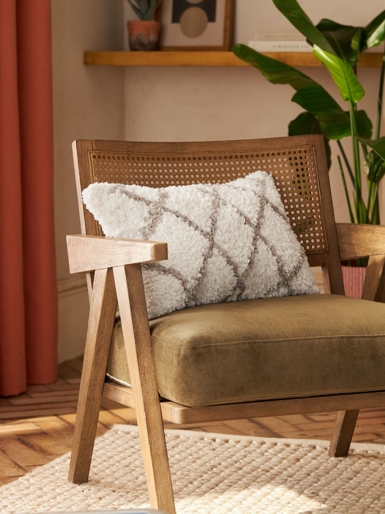 Natural Geometric Berber Rectangular Cushion - Image 1 of 5