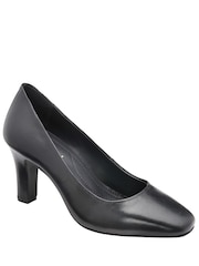 Ravel Black Leather Court Shoe On A Shaped Heels - Image 1 of 4