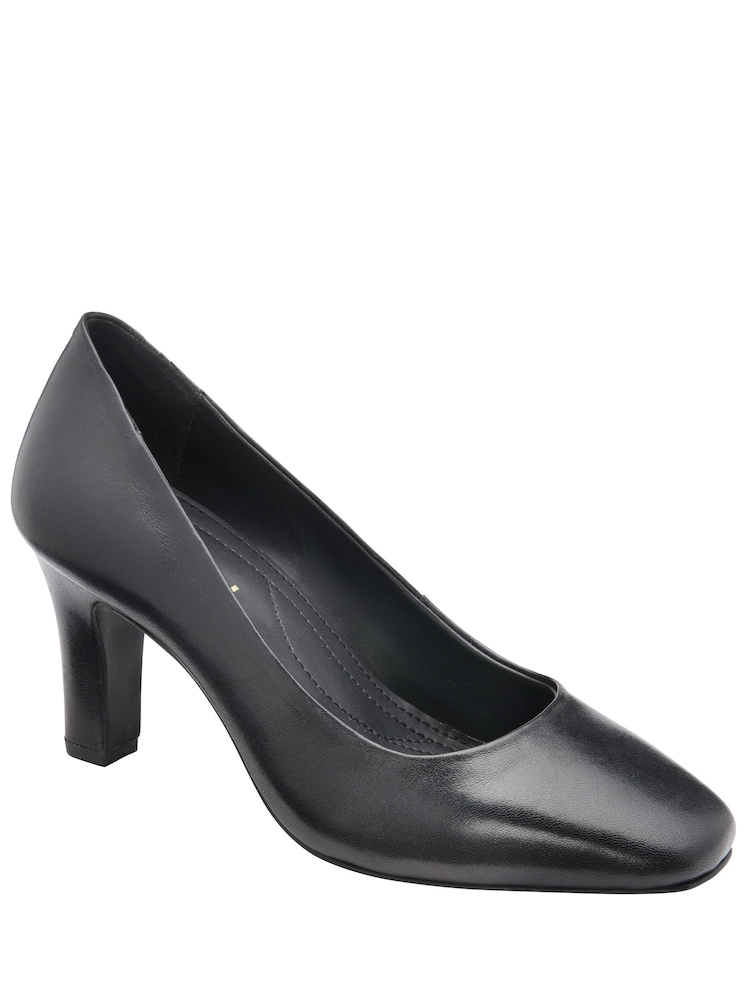 Ravel Black Leather Court Shoe On A Shaped Heels - Image 1 of 4