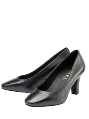 Ravel Black Leather Court Shoe On A Shaped Heels - Image 2 of 4