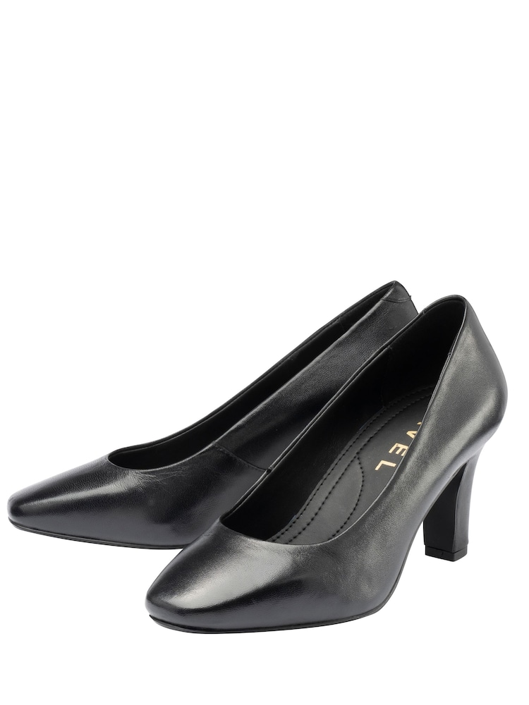 Ravel Black Leather Court Shoe On A Shaped Heels - Image 2 of 4