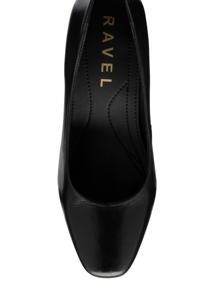 Ravel Black Leather Court Shoe On A Shaped Heels - Image 4 of 4