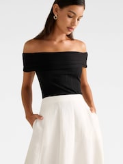 Forever New White Georgina Godet Skirt Contains Linen - Image 3 of 5