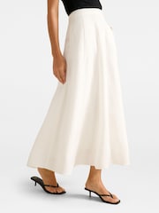 Forever New White Georgina Godet Skirt Contains Linen - Image 4 of 5