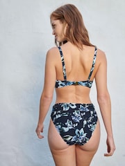 Navy Floral Peach Pink Shape Enhancing Bikini Top - Image 2 of 4