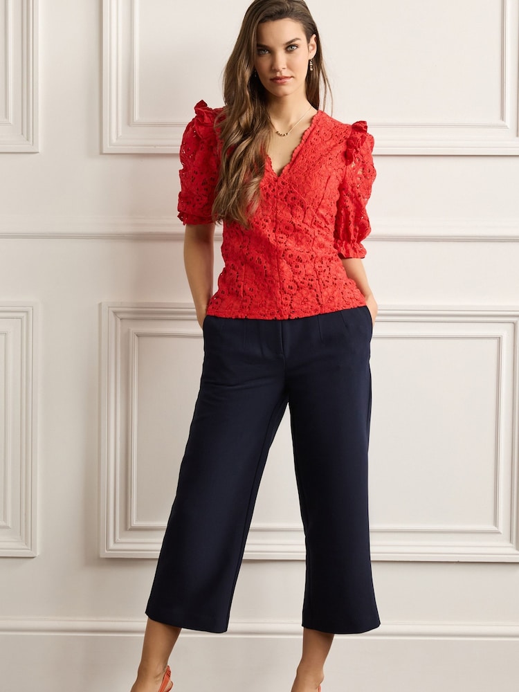 Navy Blue Super High Waist Culotte Trousers - Image 1 of 5