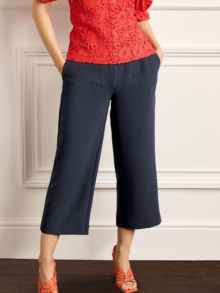 Navy Blue Super High Waist Culotte Trousers - Image 2 of 5