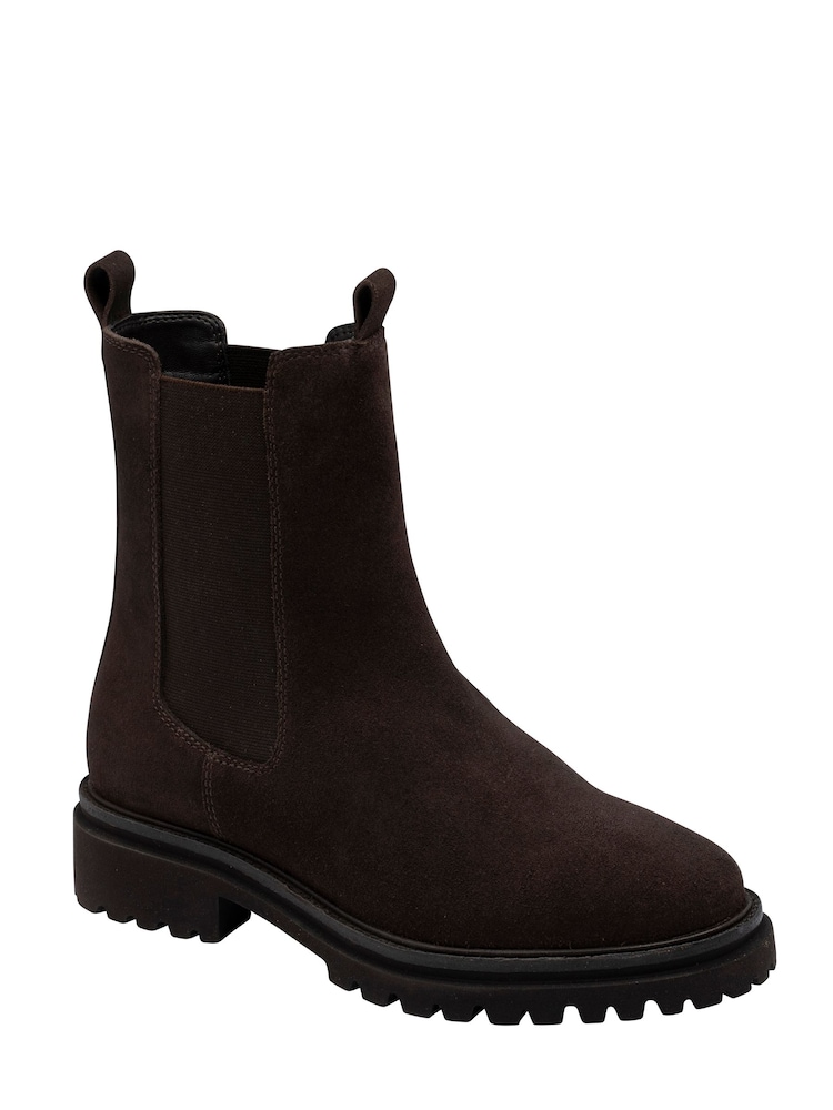 Ravel Brown Suede Leather Chelsea Ankle Boots On A Cleated Sole - Image 1 of 4 Ravel Brown Suede Leather Chelsea Ankle Boots On A Cleated Sole - Image 1 of 4