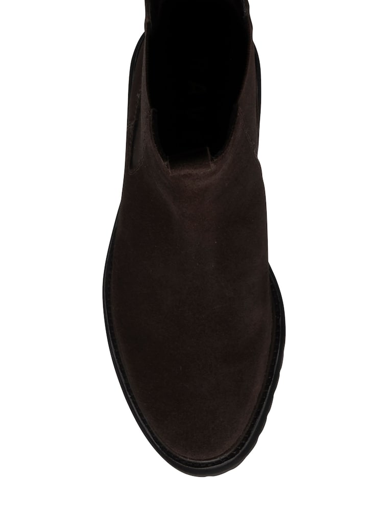 Ravel Brown Suede Leather Chelsea Ankle Boots On A Cleated Sole - Image 4 of 4 Ravel Brown Suede Leather Chelsea Ankle Boots On A Cleated Sole - Image 4 of 4