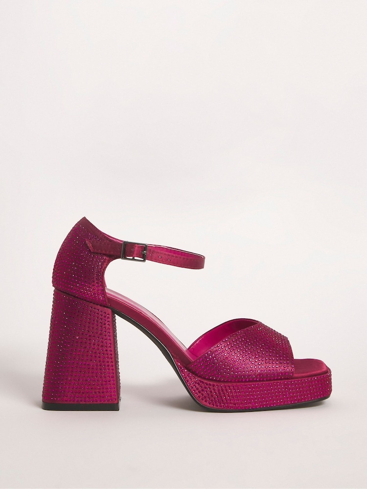 Pink - Simply Be Sandalen mit strassbesetztem Plateauabsatz - Bild 1 von 3 Pink - Simply Be Sandalen mit strassbesetztem Plateauabsatz - Bild 1 von 3