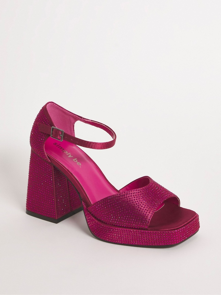 Pink - Simply Be Sandalen mit strassbesetztem Plateauabsatz - Bild 2 von 3 Pink - Simply Be Sandalen mit strassbesetztem Plateauabsatz - Bild 2 von 3