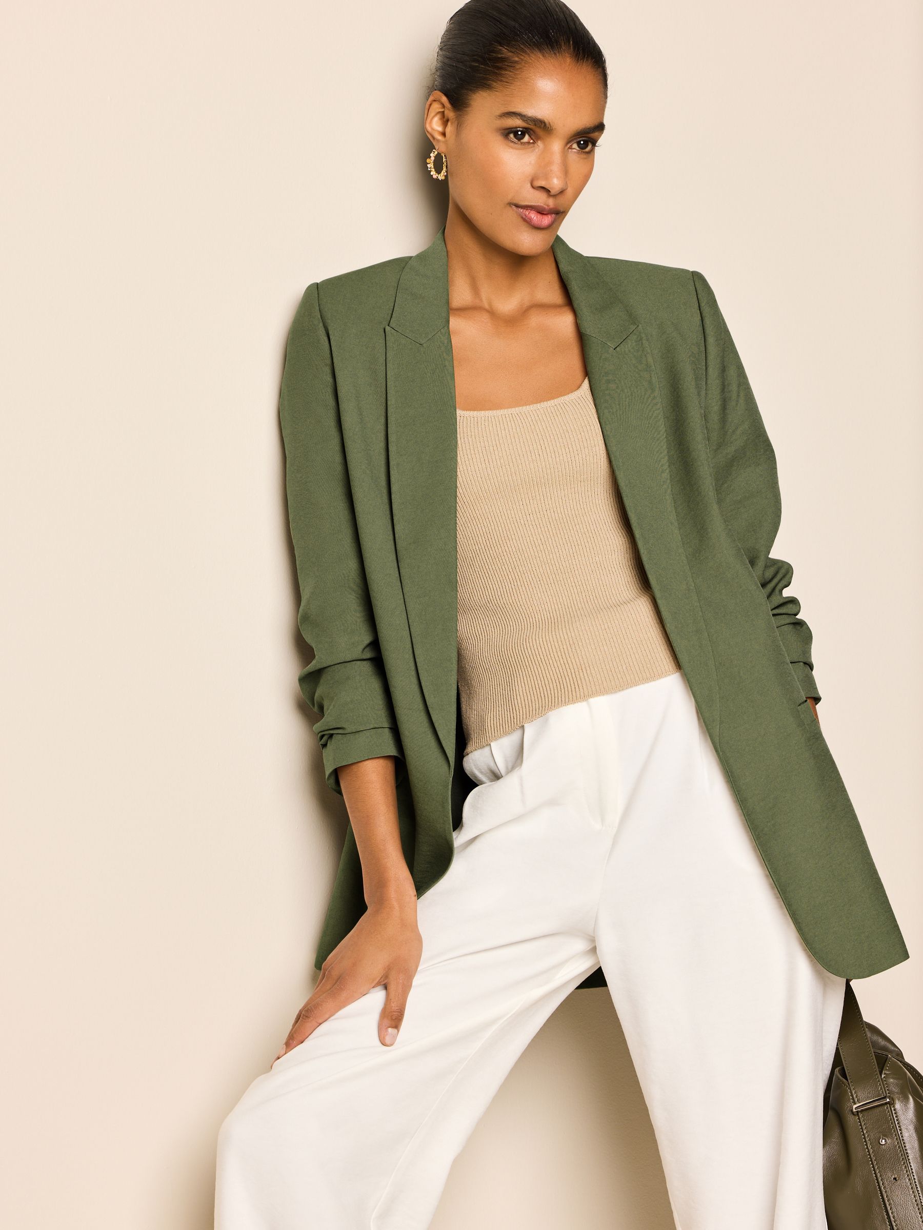 Buy Khaki Green Relaxed Fit Edge to Edge Blazer from Next Luxembourg