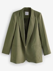 Khaki Green Relaxed Fit Edge to Edge Blazer - Image 5 of 6