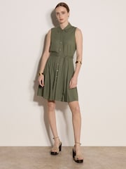 Apricot Green Linen Blend Shirt Mini Dress - Image 1 of 4
