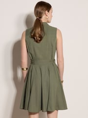 Apricot Green Linen Blend Shirt Mini Dress - Image 3 of 4