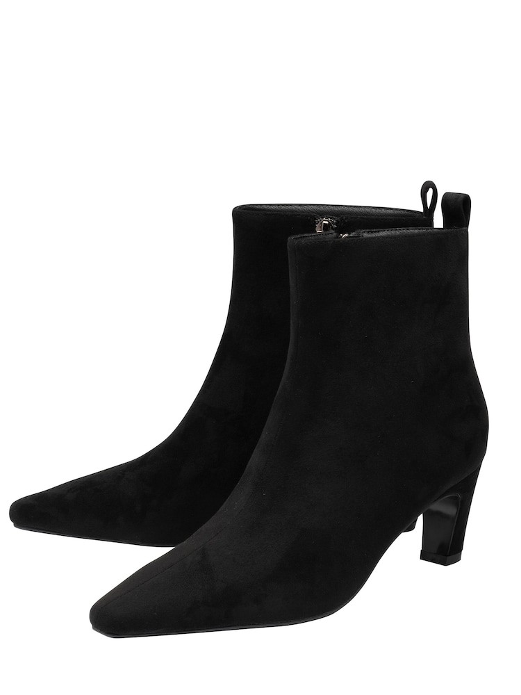 Ravel Black Chisel Toe Faux Suede Chelsea Ankle Boots With A Shaped Heel - Image 2 of 4 Ravel Black Chisel Toe Faux Suede Chelsea Ankle Boots With A Shaped Heel - Image 2 of 4
