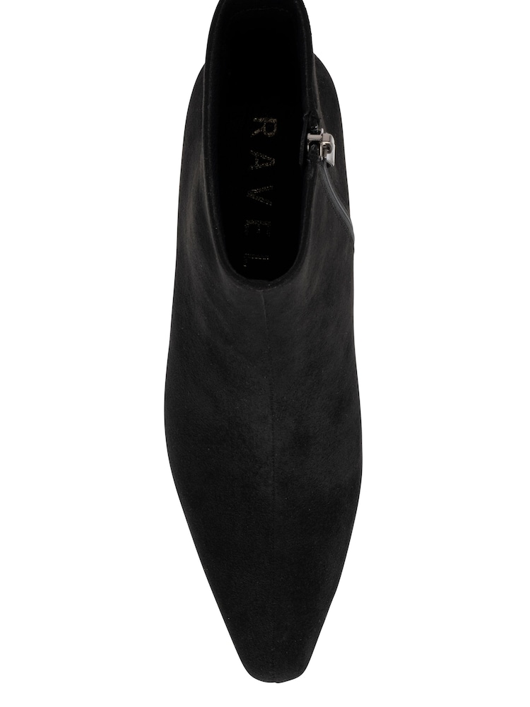 Ravel Black Chisel Toe Faux Suede Chelsea Ankle Boots With A Shaped Heel - Image 4 of 4 Ravel Black Chisel Toe Faux Suede Chelsea Ankle Boots With A Shaped Heel - Image 4 of 4