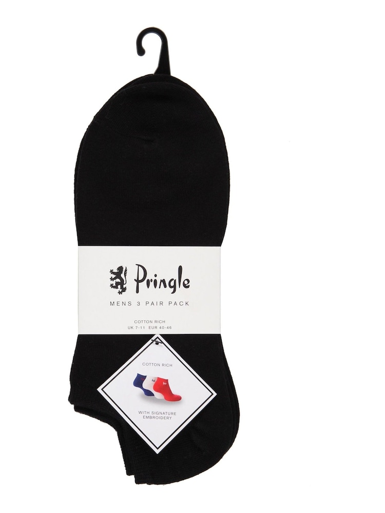 Schwarz - Pringle niedrig geschnittene Sneaker-Socken, 3er-Packung - Bild 2 von 5 Schwarz - Pringle niedrig geschnittene Sneaker-Socken, 3er-Packung - Bild 2 von 5