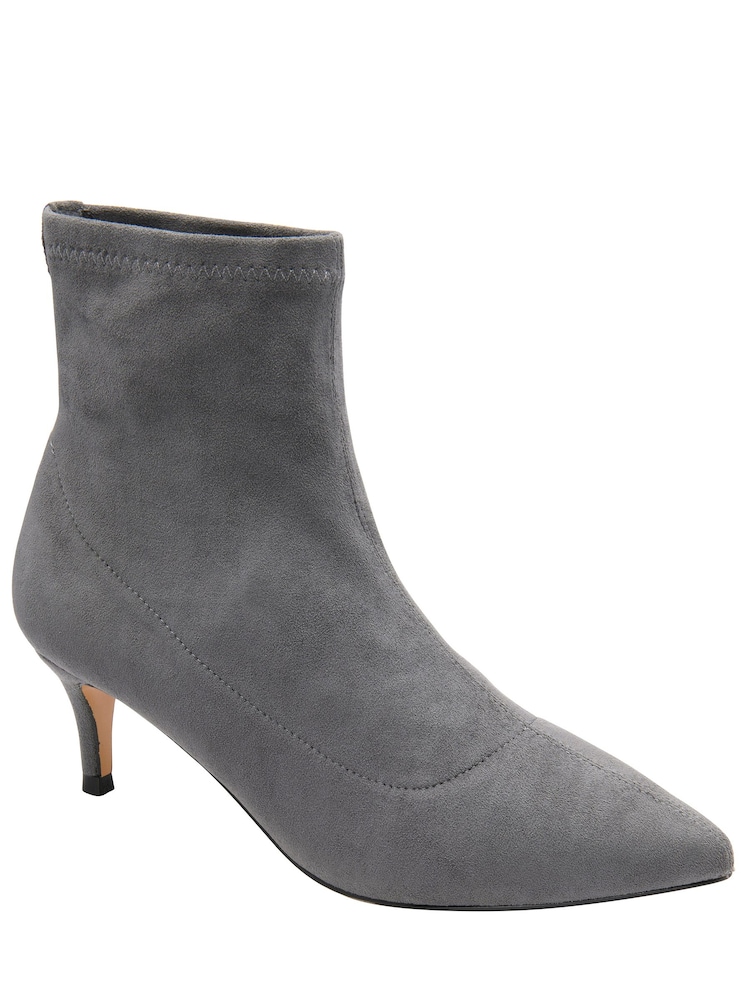 Ravel Grey Ankle Sock Boot On A Kitten Heels - Image 1 of 4 Ravel Grey Ankle Sock Boot On A Kitten Heels - Image 1 of 4