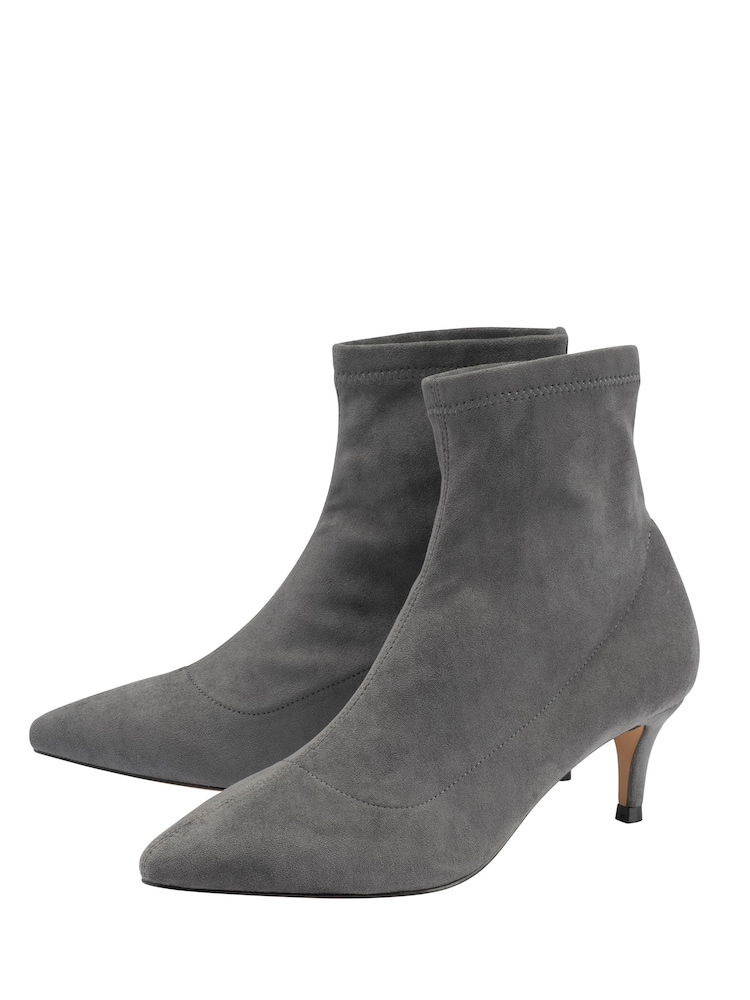 Ravel Grey Ankle Sock Boot On A Kitten Heels - Image 2 of 4 Ravel Grey Ankle Sock Boot On A Kitten Heels - Image 2 of 4