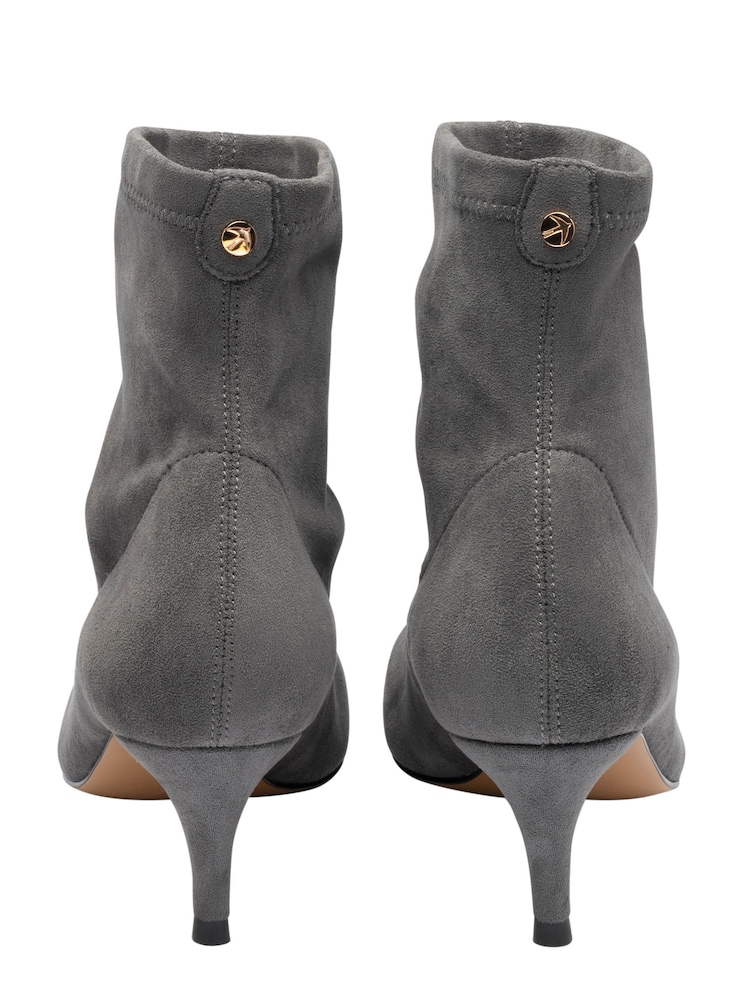 Ravel Grey Ankle Sock Boot On A Kitten Heels - Image 4 of 4 Ravel Grey Ankle Sock Boot On A Kitten Heels - Image 4 of 4