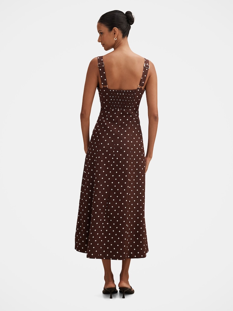 Forever New Brown Kara Petite Tie Front Midi Dress - Image 2 of 4 Forever New Brown Kara Petite Tie Front Midi Dress - Image 2 of 4