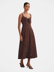 Forever New Brown Kara Petite Tie Front Midi Dress - Image 4 of 4