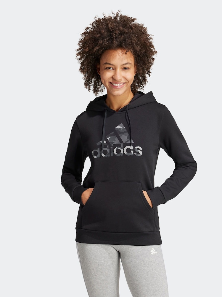 Schwarz - adidas Camo-Sweatshirt mit Kapuze - Bild 1 von 7