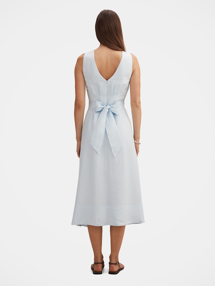 Forever New Blue Pure Linen Rosie Sleeveless Tuck Midi Dress - Image 2 of 4 Forever New Blue Pure Linen Rosie Sleeveless Tuck Midi Dress - Image 2 of 4