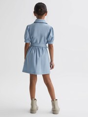 Reiss Blue Naomi Senior Puff Sleeve Belted Dress - Image 5 of 6