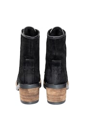 Ravel Black Suede Leather Lace Up Cleated Ankle Boots - Image 3 of 4