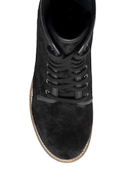 Ravel Black Suede Leather Lace Up Cleated Ankle Boots - Image 4 of 4