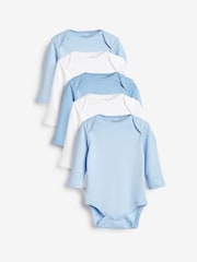 Blue 5 Pack Baby Long Sleeve Bodysuits - Image 1 of 7