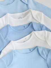 Blue 5 Pack Baby Long Sleeve Bodysuits - Image 10 of 12