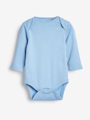 Blue 5 Pack Baby Long Sleeve Bodysuits - Image 4 of 7