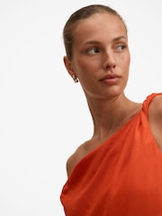 Forever New Orange Vinetta Asymmetric Contains Linen Twist Midi Dress - Image 3 of 4