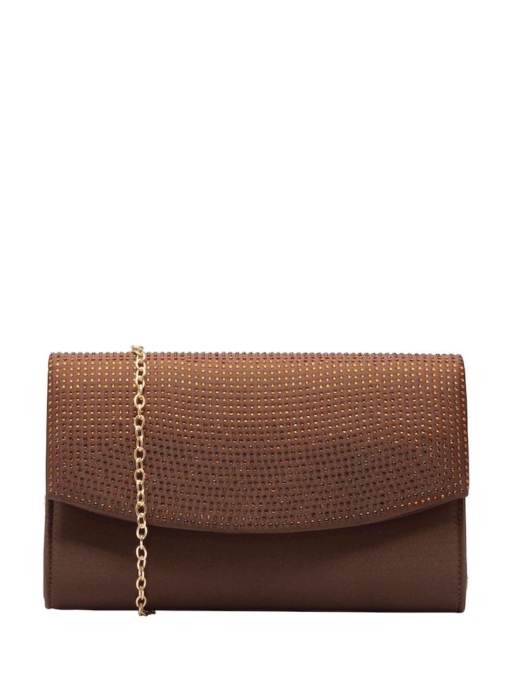 Geantă tip clutch din satin cu pietre cu aspect de diamant Ravel - Imaginea 1 din 4