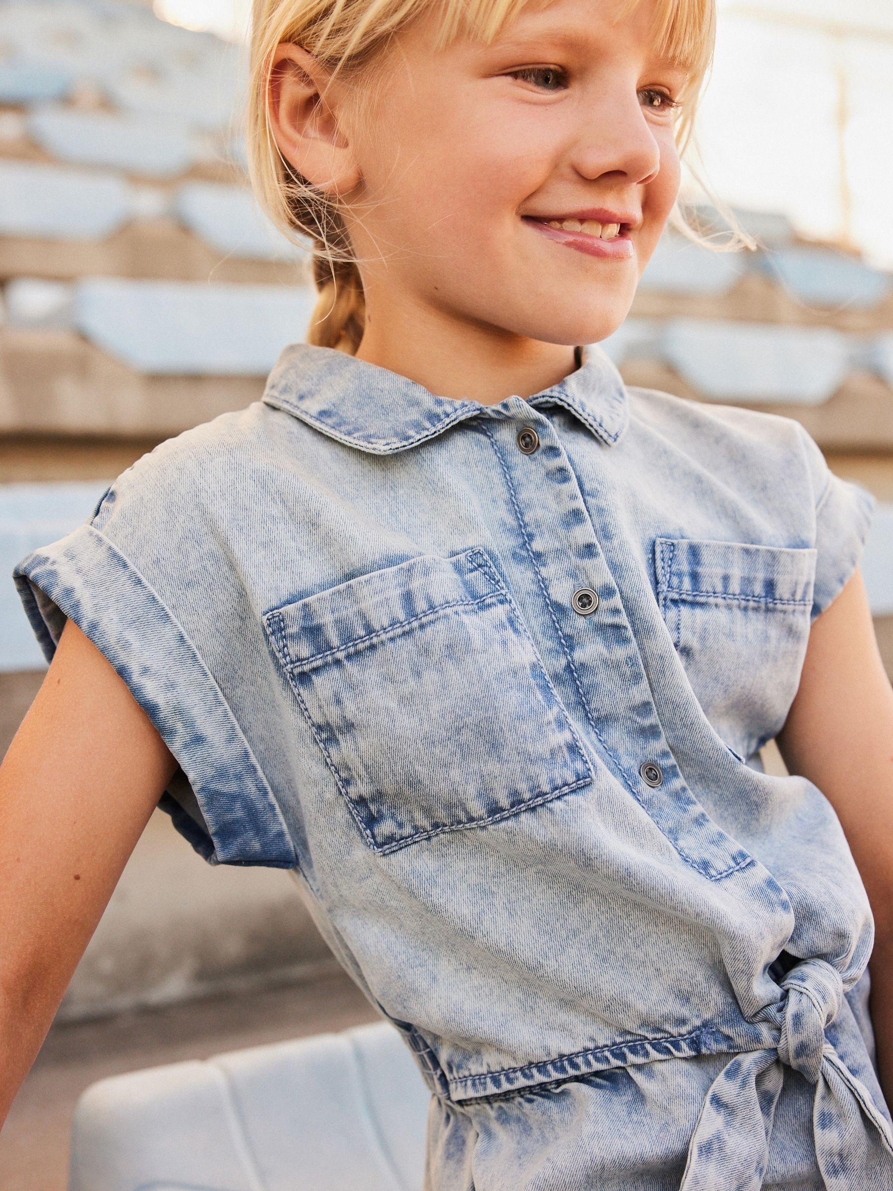Denim shirt playsuit best sale