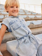 Denim Lightwash Shirt Playsuit (3-16yrs) - Image 7 of 11