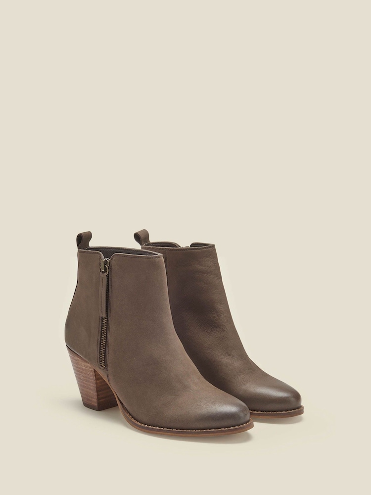 Sosandar Natural Block Heel Ankle Boots - Image 2 of 3
