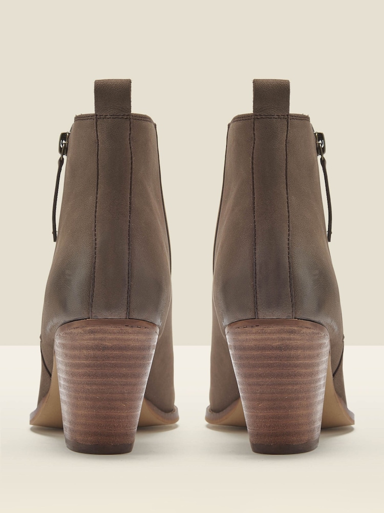 Sosandar Natural Block Heel Ankle Boots - Image 3 of 3