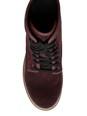 Ravel Red Suede Leather Lace Up Cleated Ankle Boots - Image 2 of 2