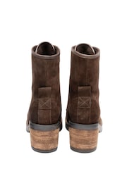 Ravel Brown Suede Leather Lace Up Cleated Ankle Boots - Image 3 of 4