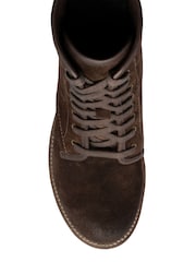 Ravel Brown Suede Leather Lace Up Cleated Ankle Boots - Image 4 of 4