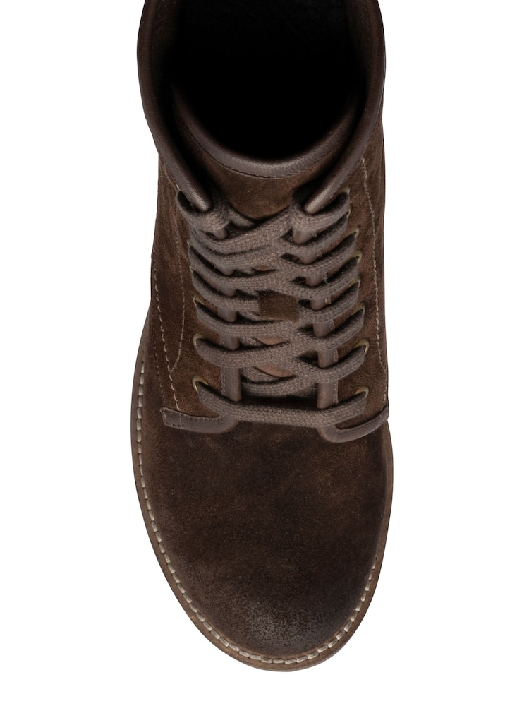 Ravel Brown Suede Leather Lace Up Cleated Ankle Boots - Image 4 of 4 Ravel Brown Suede Leather Lace Up Cleated Ankle Boots - Image 4 of 4